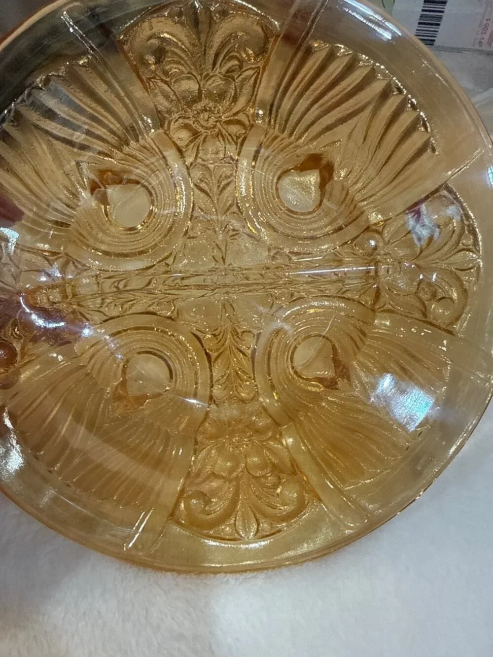 vintage Indiana Glass Killarney Marigold Carnival Glass Divided Relish Dish